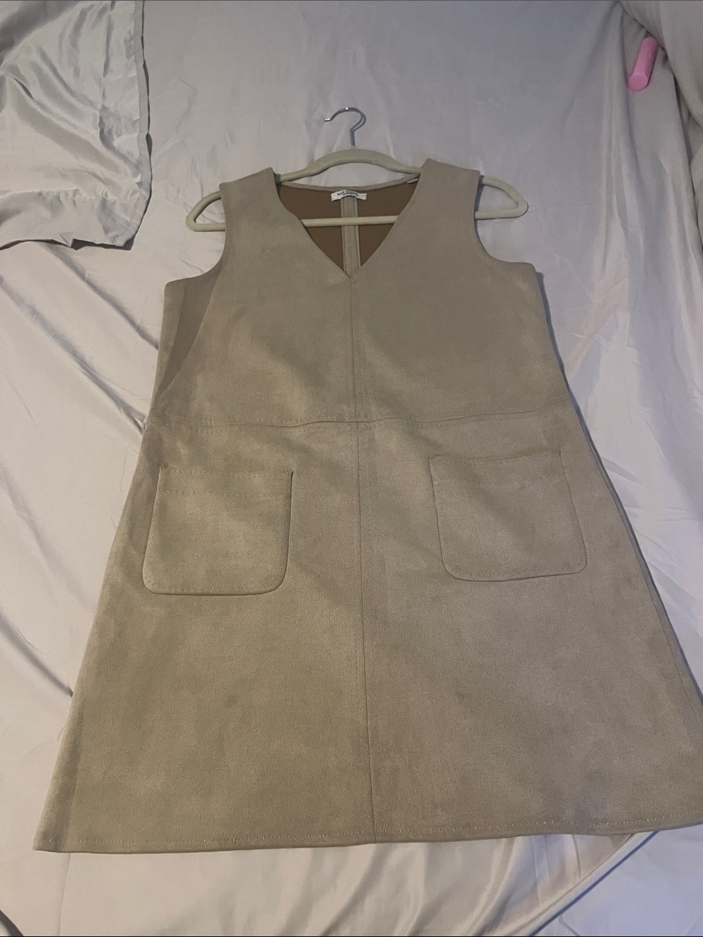Max Studio Taupe Sleeveless V-Neck A-Line Mini Dress